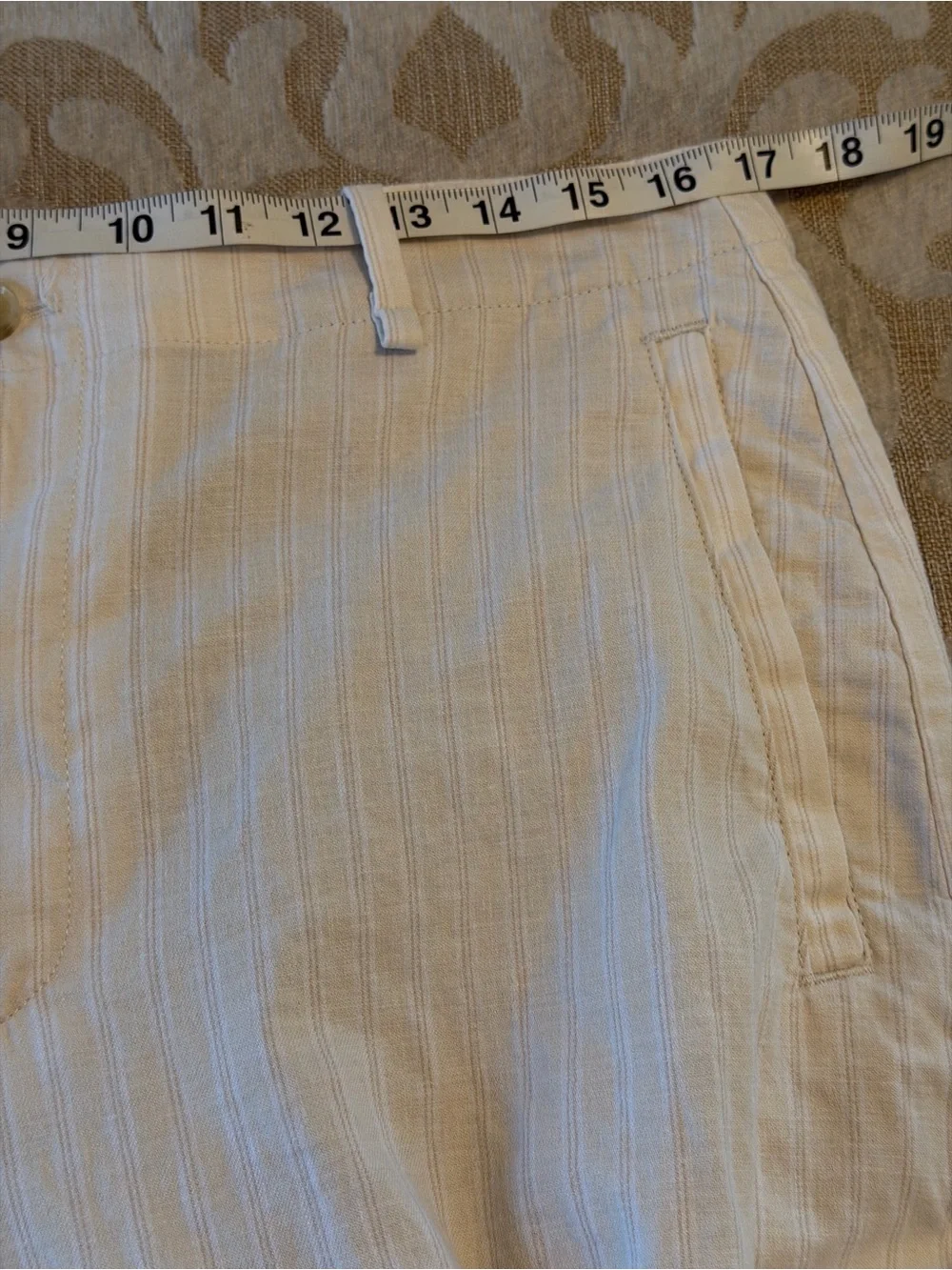 Banana Republic High Rise Wide Leg Linen Blend Crop Pants Natural Cream 12